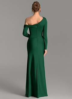 Azazie Sandra Robes de demoiselle d'honneur Robe Sirène en Satin extensible Manches longues Vert Foncé image6