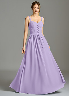 Azazie Porscha 신부 들러리 드레스 A라인 스윗하트 네크라인 쉬폰 바닥 길이 드레스 image5