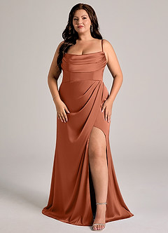 Azazie Johana Bridesmaid Dresses Cedar Rose Mermaid Off the Shoulder Stretch Satin Convertible Dress image13