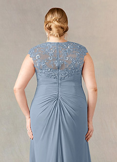 Azazie Birdie Mother of the Bride Dresses Dusty Blue A-Line Queen Anne Sequins Chiffon Dress image12