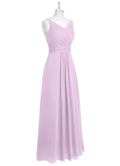 Azazie Pierrette Bridesmaid Dresses Frosted Lilac A-Line Pleated Chiffon Dress image9