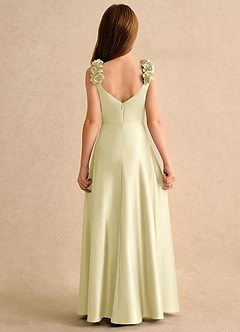 Azazie Rosita Girls Formal Flower Girl Dresses Lemon Sorbet A-Line Pleated Stretch Satin Dress image5