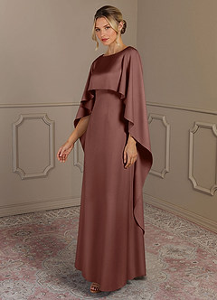 Azazie Eli vestidos de madre de la novia Vestido de Expresado de Satén Elástico de Corte Recto con Cuello de barco image3
