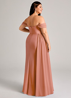 Azazie Amyra Robes de demoiselle d'honneur Robe Fourreau Convertible en Mousseline de soie Épaule décolletée Mai Tai image14