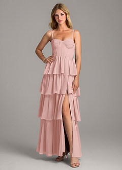 Azazie Alanna Bridesmaid Dresses Powder Pink A-Line Sweetheart Neckline Chiffon Dress image3