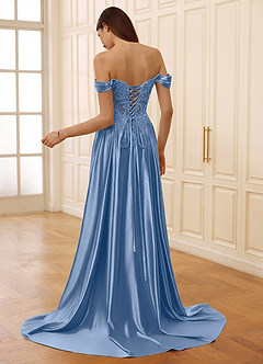 Rowane Light Blue Corset Rhinestone Sheer Lace Prom Dress image9