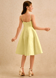 Azazie Posey Girls Formal Jurken voor bloemenmeisjes A-Lijn Jurk van Bloemenjacquard Sweetheart Halslijn Kanarie image2