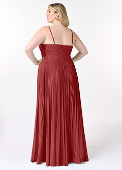 Azazie Vini Bridesmaid Dresses Rust A-Line V-Neck Pleated Chiffon Dress image8