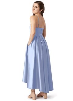 Azazie Jemima Junior Ice A-Line with Pockets Stretch Satin Dress image5
