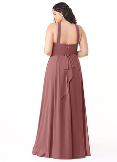 Azazie Dixie Bridesmaid Dresses Desert Rose A-Line Halter Pleated Chiffon Dress image10