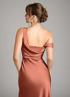 Azazie Madelyn Bridesmaid Dresses Clay Mermaid One Shoulder Stretch Satin Convertible Dress image7