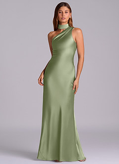Azazie Seona Brudtärnklänningar Klänning av Sjöjungfru i Stretch Satin One-shoulder Pistasch image1