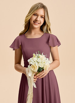Azazie Cady Junior Sangria A-Line Pleated Chiffon Dress image8