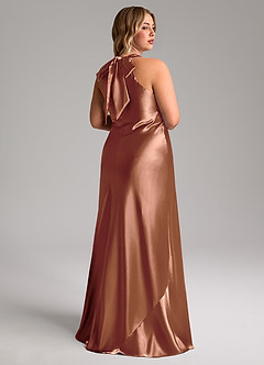 Azazie Doretta Bridesmaid Dresses Bronzer Mermaid Bow Metallic Satin Dress image9