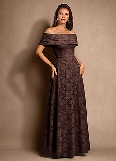 Azazie New Britain Klänningar till brudens mor Klä A-Line i Blommig Utbrändhet Plisserad Ganache image2