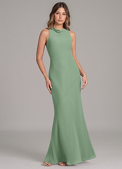 Azazie Allettie Bridesmaid Dresses Matcha Mermaid Chiffon Dress image6