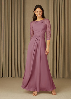 Azazie Zolla Mother of the Bride Dresses Vintage Mauve A-Line Lace Chiffon Dress image1