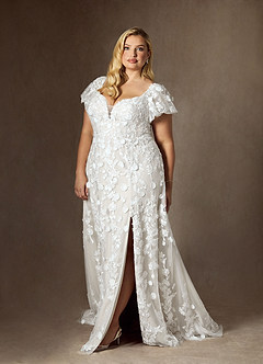 Azazie Vivienne Wedding Dresses Diamond White A-Line Sweetheart Lace Dress image12