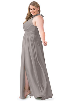 Azazie Iman Jurken voor bruidsmeisjes Jurk van Chiffon met A-Lijn A-lijn met ruches Zilver image44