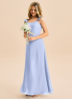 Azazie Mavie Junior Vestido de Hielo de Gasa de Corte en A con Volante image1