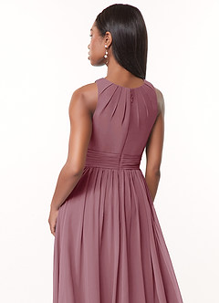 Azazie Harper Bridesmaid Dresses Vintage Mauve A-Line Pleated Chiffon Dress image4