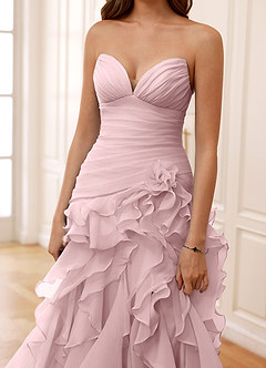 Christabelle Pink Corset Rhinestone Sheer Lace Prom Dress image6