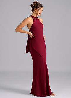 Azazie Velli Bridesmaid Dresses Burgundy Mermaid Bow Chiffon Dress image4