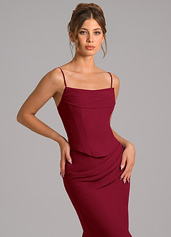 Azazie Sorrel Bridesmaid Dresses Burgundy Mermaid Corset Chiffon Dress image8