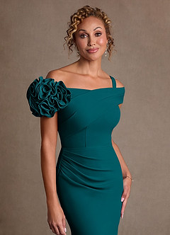 Azazie Gwynne Mother of the Bride Dresses Peacock Mermaid Off the Shoulder Stretch Crepe Dress image5
