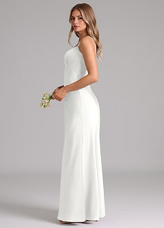 Azazie Suttona Brudtärnklänningar Klä av A-Linje i Stretch Satin Plisserad Vit image5