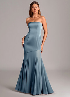 Azazie Uma Bridesmaid Dresses Dusty Blue Mermaid Strapless Chiffon Convertible Dress image1
