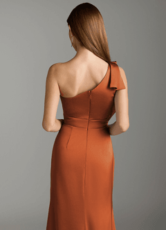 Azazie Rinna Bridesmaid Dresses Cinnamon Mermaid Ruched Stretch Satin Dress image7
