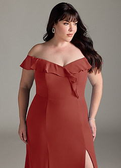 Azazie Sophie Bridesmaid Dresses Terracotta A-Line Off the Shoulder Chiffon Convertible Dress image11