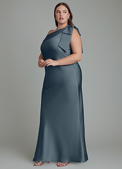 Azazie Yuanna Bridesmaid Dresses Twilight Mermaid One Shoulder Stretch Satin Dress image13