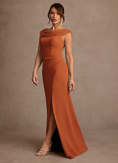 Azazie Irvine Mother of the Bride Dresses Cinnamon A-Line Pleated Chiffon Dress image1