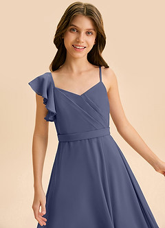 Azazie Kelsea Junior Klä av A-Line i Chiffong Rynkad image7