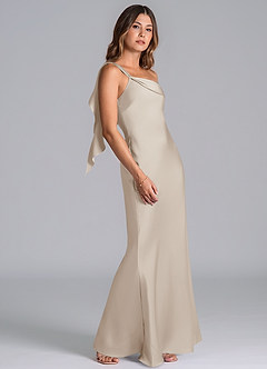 Azazie Driea Brudtärnklänningar Klä av Sjöjungfru i Stretch Satin Ena axeln Frost image5