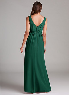 Azazie Tanicia Bridesmaid Dresses Emerald A-Line Pleated Chiffon Dress image7