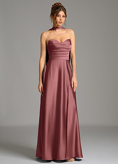 Azazie Ayla Jurken voor bruidsmeisjes Jurk van Stretch Satijn met A-Lijn Korset Amethist image4