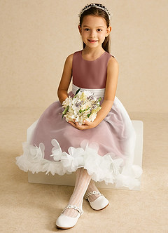 Azazie Stardust Blumenmädchenkleider A-Linie ärmellos Organza Kleid Zedernrose image2