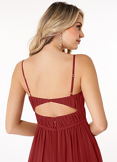 Azazie Yanelie Bridesmaid Dresses Rust A-Line Scoop Pleated Chiffon Dress image11