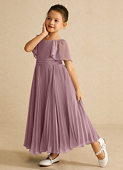 Azazie Bun Bun Flower Girl Dresses Dusty Rose A-Line Pleated Chiffon Dress image4