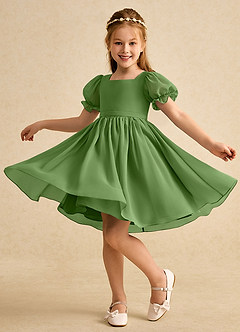 Azazie Jolie Flower Girl Dresses Basil A-Line with Sleeves Chiffon Dress image3
