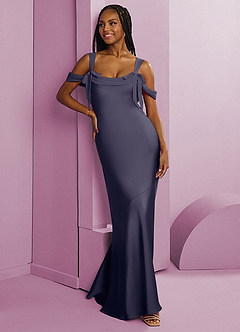 Barbie ♥ Azazie Bridesmaid Dresses Stormy Sheath Pleated Stretch Satin Dress image3