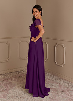 Azazie Gwenyth Mother of the Bride Dresses Grape A-Line Lace Chiffon Dress image5