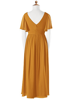 Azazie Temeka Junior Butterscotch A-Line Pleated Chiffon Dress image4
