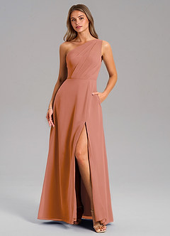 Azazie Phaedra Bridesmaid Dresses MAI TAI A-Line One Shoulder Chiffon Dress image3