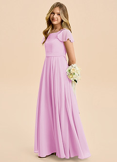 Azazie Cady Junior Candy Pink A-Line Pleated Chiffon Dress image7