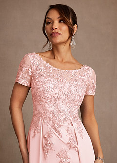 Azazie Alva vestidos de madre de la novia Vestido de Rosa Rubor de Encaje de Corte en A image6