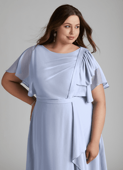 Azazie Aaliyah Modest Bridesmaid Dresses A-Line Scoop Pleated Chiffon Floor-Length Dress image11